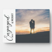 Verloofd & vrolijk paar foto fotoplaat (voorkant)