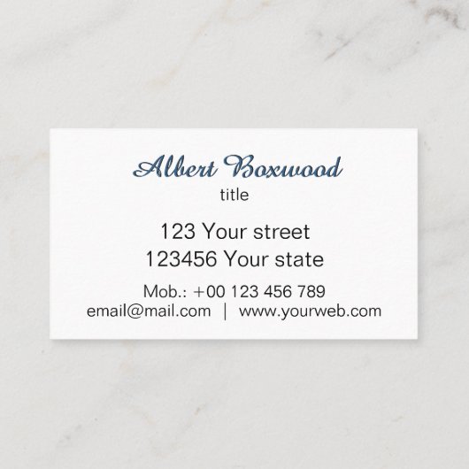 Verloop Blauw met Zilveren Banner Aangepaste tekst Visitekaartje (Achterkant)