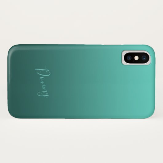 Verloop Blauwgroen met aangepaste naam Case-Mate iPhone Case (Achterkant (horizontaal))