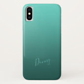 Verloop Blauwgroen met aangepaste naam Case-Mate iPhone Case (Achterkant)