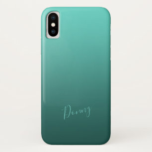 Verloop Blauwgroen met aangepaste naam iPhone X Hoesje