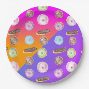 Verloop Neon Waterverf Bevroren Donut Papieren Bordje