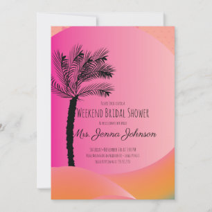 Verloop Palmboom Roze Strand Bruidsmeisjes Uitstap Kaart