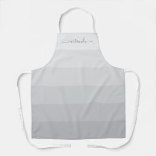 Verloop Pastelgrijze Strepen met Aangepaste Naam Schort