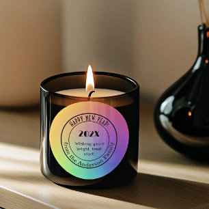 Verloop Regenboog 3-in Happy New Year Ronde Sticke Sticker