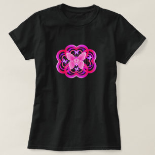 Verloop Roze & Paarse Hartvormig Abstract Patroon T-shirt