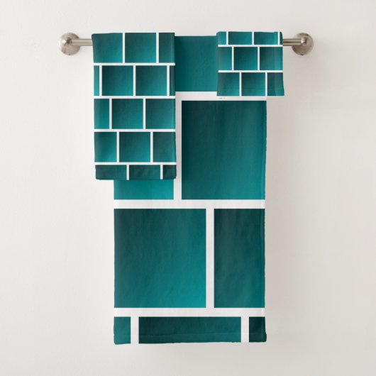Verloop Teal Vierkanten Bad Handdoek (Insitu)
