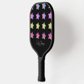Verloop van Regenboogsterren Zwarte Scriptnaam Pickleball Paddle (Links)