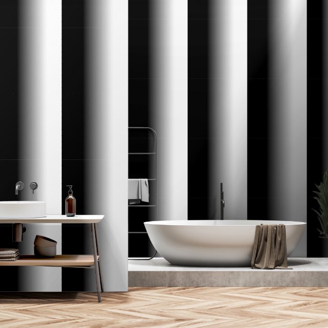 Verloop Zwart en Grijs naar Wit Behang (Badkamer)