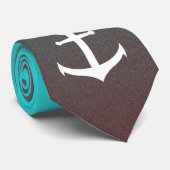 Verloopaqua rood | witte anker stropdas (Opgerold)