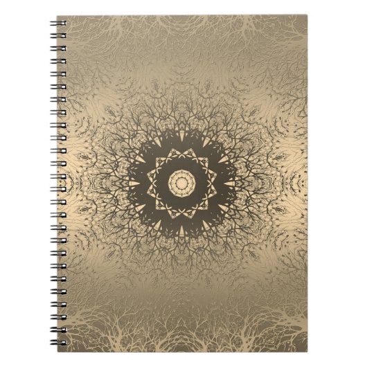 Verloopbruine bronzen zijdevormig sierdeksel notitieboek (Voorkant)