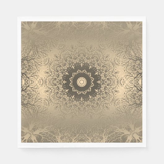 Verloopbruine bronzen zijdevormig sierdeksel servet (Voorkant)