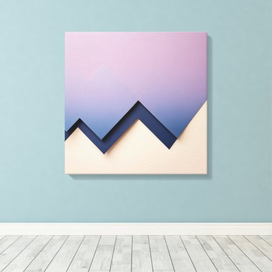 Verloopdriehoeken – Indigo naar Lila Abstract Canvas Afdruk (Insitu (Houten vloer))