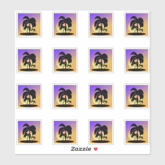 Verlooppalmbomen Zonnevactieset Sticker (Vel)