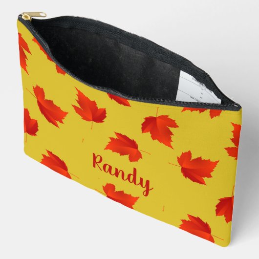 Verlooprode bladeren aangepaste naam geel etui (Open)