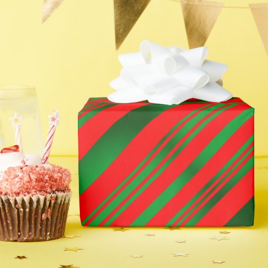 Verlooprode en groene strepen cadeaupapier (Verjaardagsfeest)