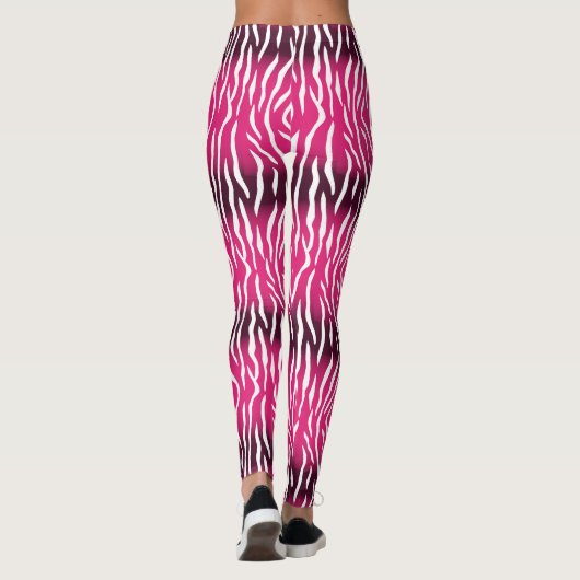 Verlooproze en witte tijgerafdrukken leggings (Achterkant)