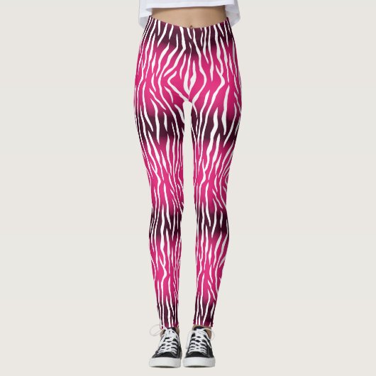 Verlooproze en witte tijgerafdrukken leggings (Voorkant)