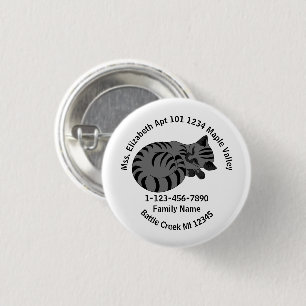 Verloren grijze tablet Kitten Familie Adres Ronde Button 3,2 Cm