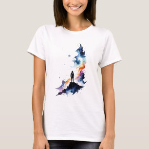 Verloren in de aquarel kosmos t-shirt