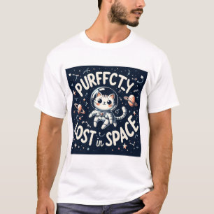 Verloren in de ruimte Schattigee astronaut Cat T-shirt