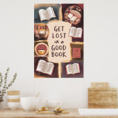 Verloren in een goed boek poster (Keuken)