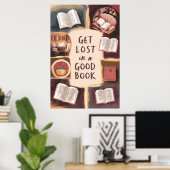 Verloren in een goed boek poster (Thuiskantoor)