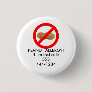 Verloren kind-ID met Peanut Allergy Ronde Button 3,2 Cm