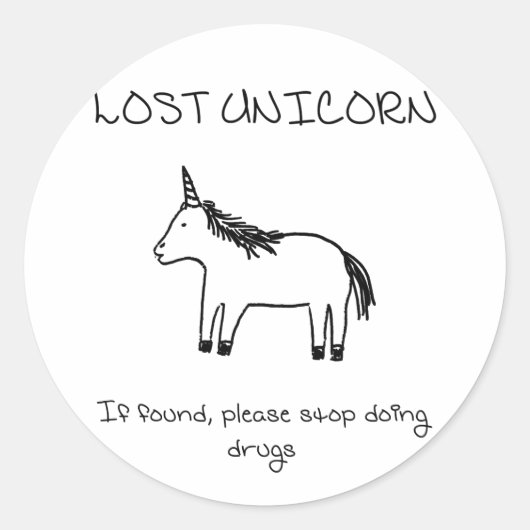 Verloren Unicorn Ronde Sticker (Voorkant)