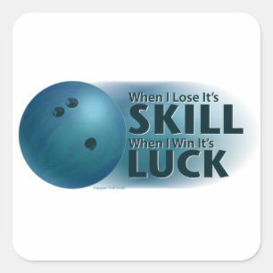 Verloren vaardigheden Win Luck Bowling Blue Vierkante Sticker