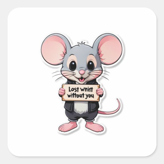 Verloren zonder jou! – Tiny-muissticker Vierkante Sticker (Voorkant)