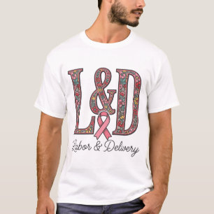 Verloskunde en bevalling bloemendekor monogram ver t-shirt