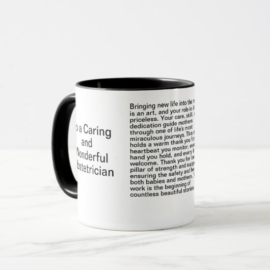 Verloskundige dank u bericht mok (Voorkant links)