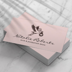 Verloskundige Doula Geboortecoach Stork Logo Blush Visitekaartje