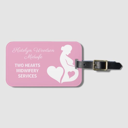 Verloskundige Doula Mooie Zwangerschap Roze Bagagelabel (Voorkant (horizontaal))
