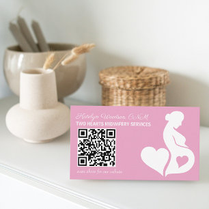 Verloskundige Doula Roze Zwangerschap Silhouet QR  Visitekaartje