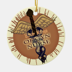 Verloskundige Gyn Verpleegster Caduceus Keramisch Ornament