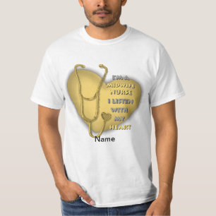 Verloskundige Nurse Yellow Heart T-shirt