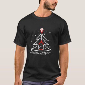 Verloskundige Verpleegkundige Kerstboom Stethoscoo T-shirt