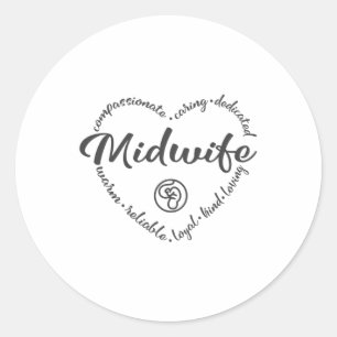 Verloskundige, zwangerschapsondersteuning, bevalli ronde sticker