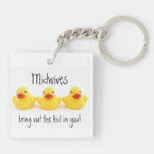 Verloskundigen en geelrubber eenden sleutelhanger (Achterkant)