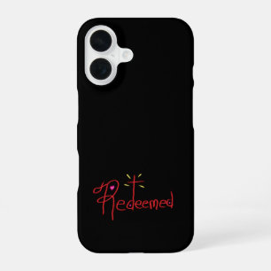 'Verlost' Christelijke Woord Kunst iPhone 16 Hoesje