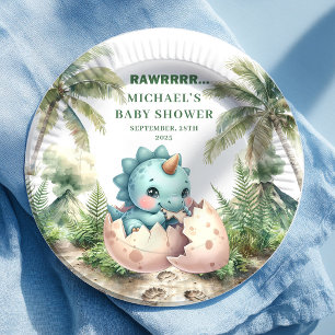 Verlovende Dino Ei Baby Shower Komt Eruit Borden Papieren Bordje