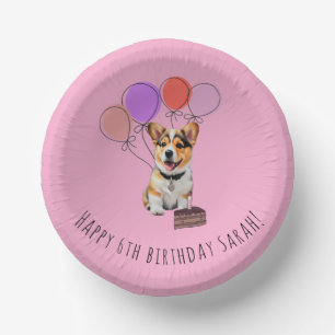 Verlovende Roze Corgi Verjaardag Aanpasbaar Papieren Kommen
