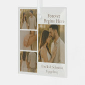 Verloving 4 Foto Collage Kerstvakantie Glas Ornament (Voorkant links)