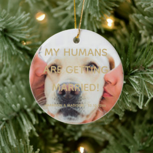 Verloving aankondiging aangepast kerstfeest keramisch ornament