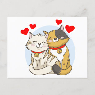 Verloving Bruidsfeest Rood Huwelijk Liefde Kat Briefkaart
