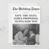 Verloving bruiloft krant stijl foto Save The Date (Voorkant)