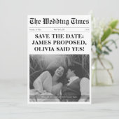 Verloving bruiloft krant stijl foto Save The Date (Staand voorkant)