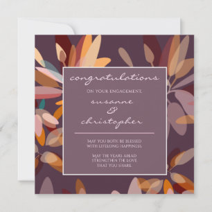Verloving/Chic Plum en Beige Botanical Kaart